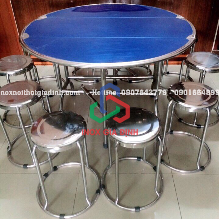 Mẫu bàn ăn inox công nghiệp 2m - Sản xuất Bàn ghế inox giá rẻ