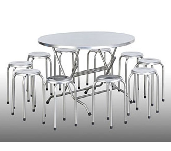 Bộ bàn tròn inox 10 ghế đường kính 1m2, dày 0,8mm